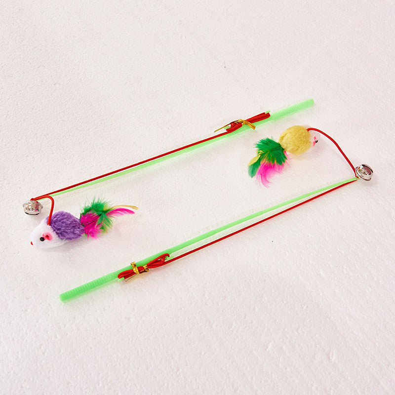 Fake Hair Mouse Funny Cat Stick Plastic Pet Cat Toy