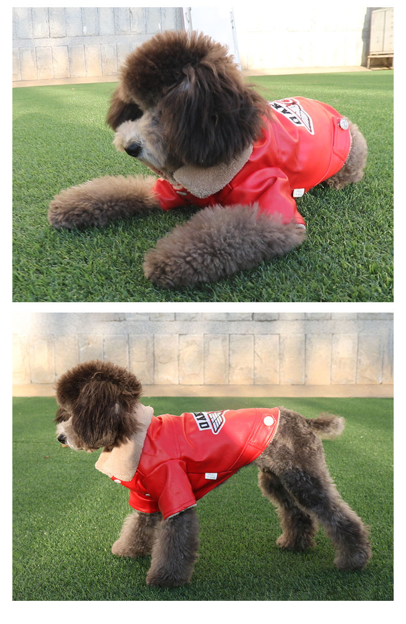 Embroidered Leather Waterproof Pet Clothing