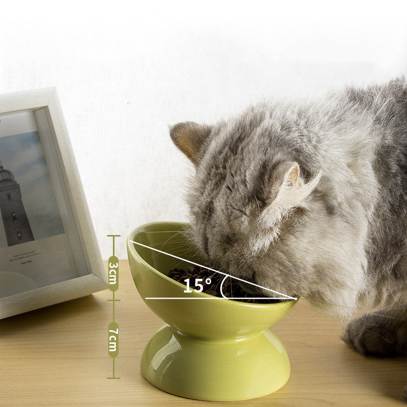 Ceramic Bowl For Cats To Protect The Cervical Spine With Slanted Mouth
