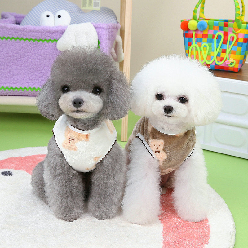 Crescent Bear Warm Fluffy Vest Teddy Cute Pet Dog Clothes