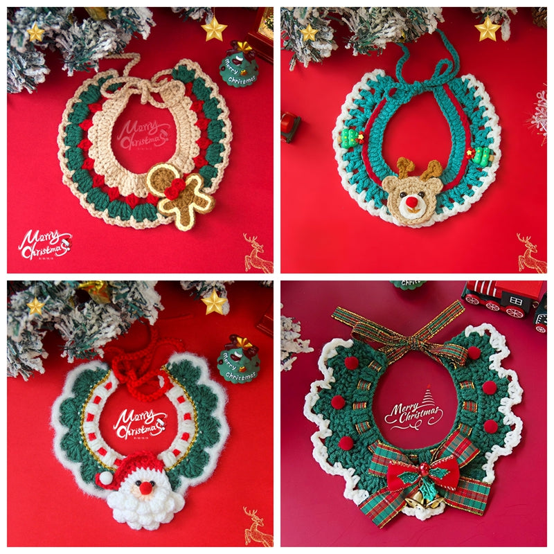 Adjustable Christmas Knit Pet Collar, Crochet Elk Pattern For Cats, Dogs & Pets, Comfortable,Stylish
