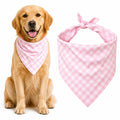 Blue & White Plaid Dog Bandana 1 Pack, Soft Cotton Blend Square Pet Scarf For Medium Dogs, Lightweight Breathable Kerchief, Fits Neck Up To 18 Inches