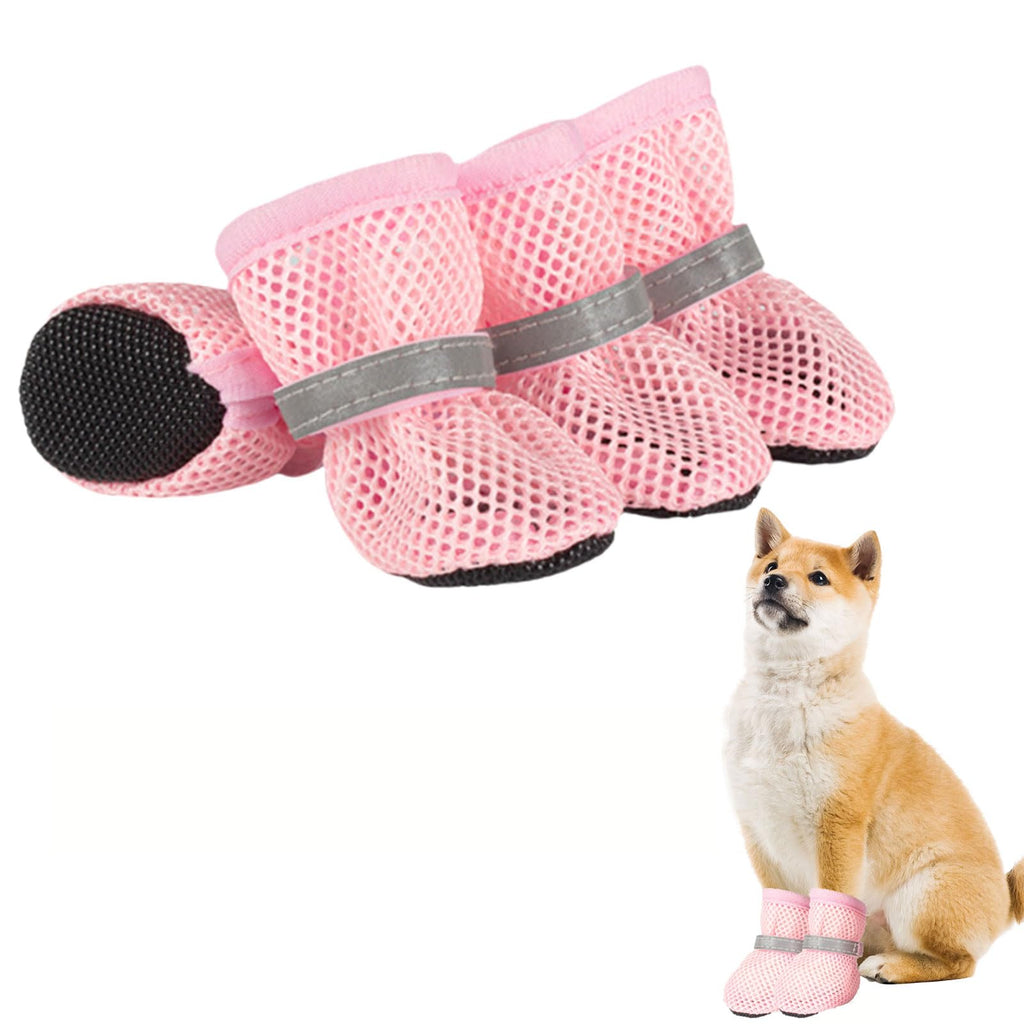 Small Dog Shoes For Hot Pavement, Breathable Summer Dog Boots With Mesh, Non-Slip Sole, Adjustable Reflective Straps, Paw Protection For Outdoor