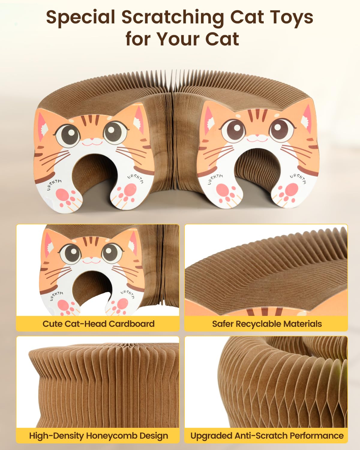 2PCS Upgraded-Magnetic Kitty Kurls Cat Scratcher Toy, Interactive Cardboard Cat Toy For Mental Physical Exercise, Multi-Shape Magic Organ Cat Toy For
