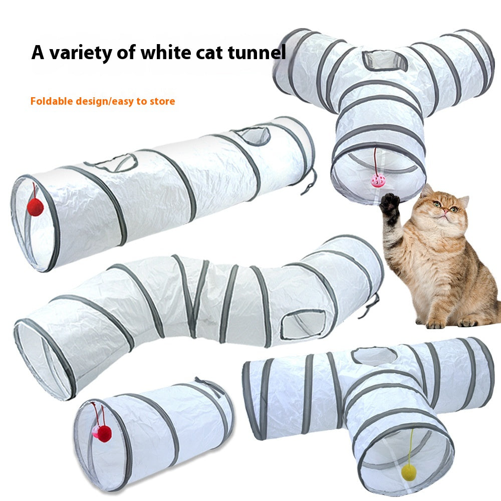 White Cat Tunnel Rolling Dragon Pet Toy Supplies