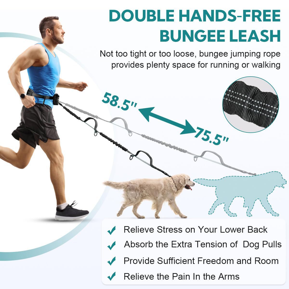 New Product With Waist Bag Running Leash Pet Leash Sports Running Leash