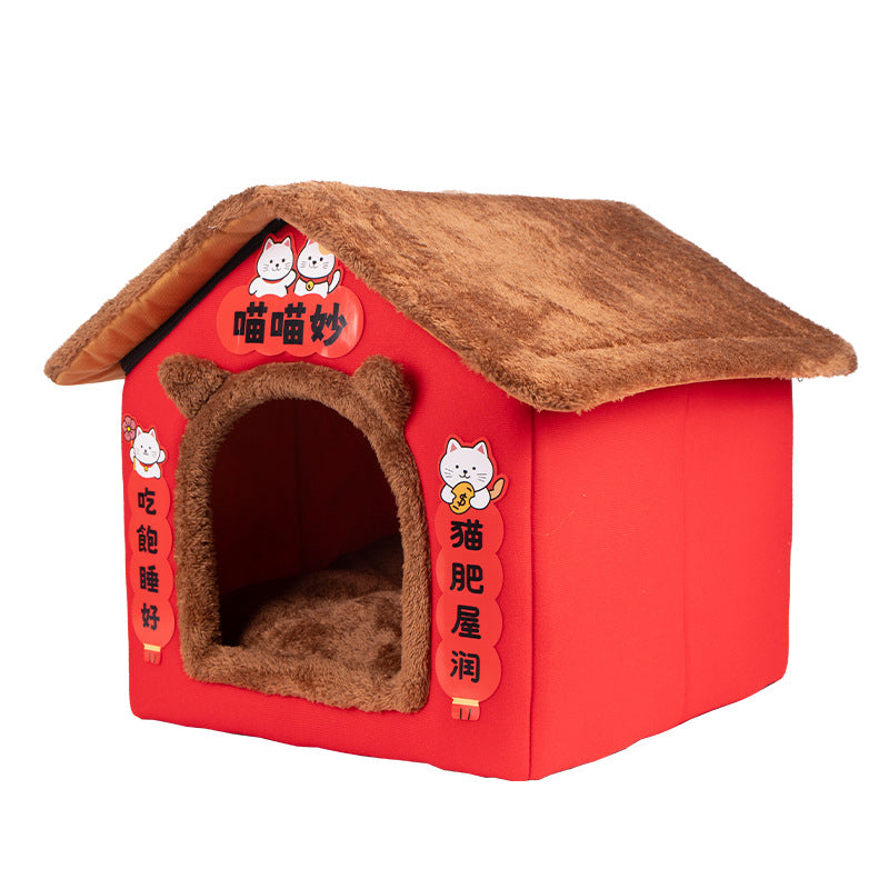 Thickened Semi-enclosed Cat House For Winter