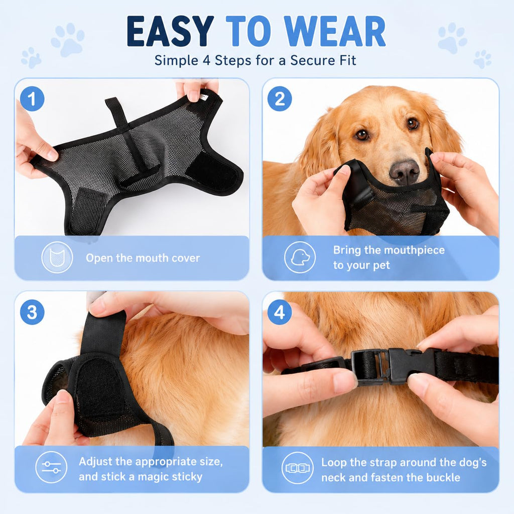 Dog Muzzle, Soft Air Mesh Muzzles For Large Sized Dogs, Breathable Dog Mussels For Scavenging Biting Licking & Barking, Adjustable Mouth Guard With