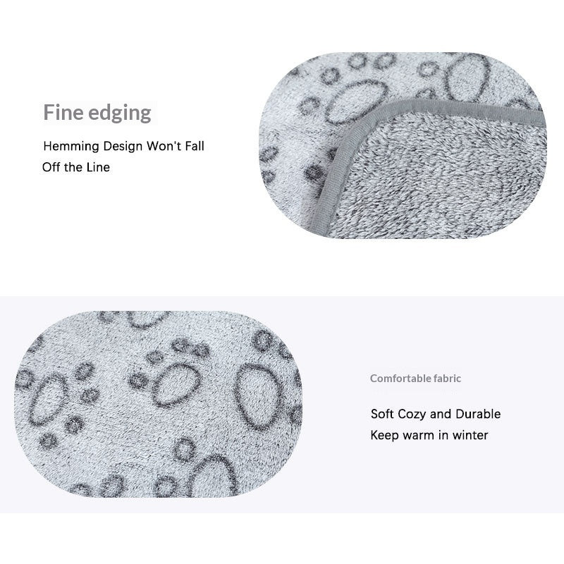 Gray Dog Sleeping Blanket With Paw Prints