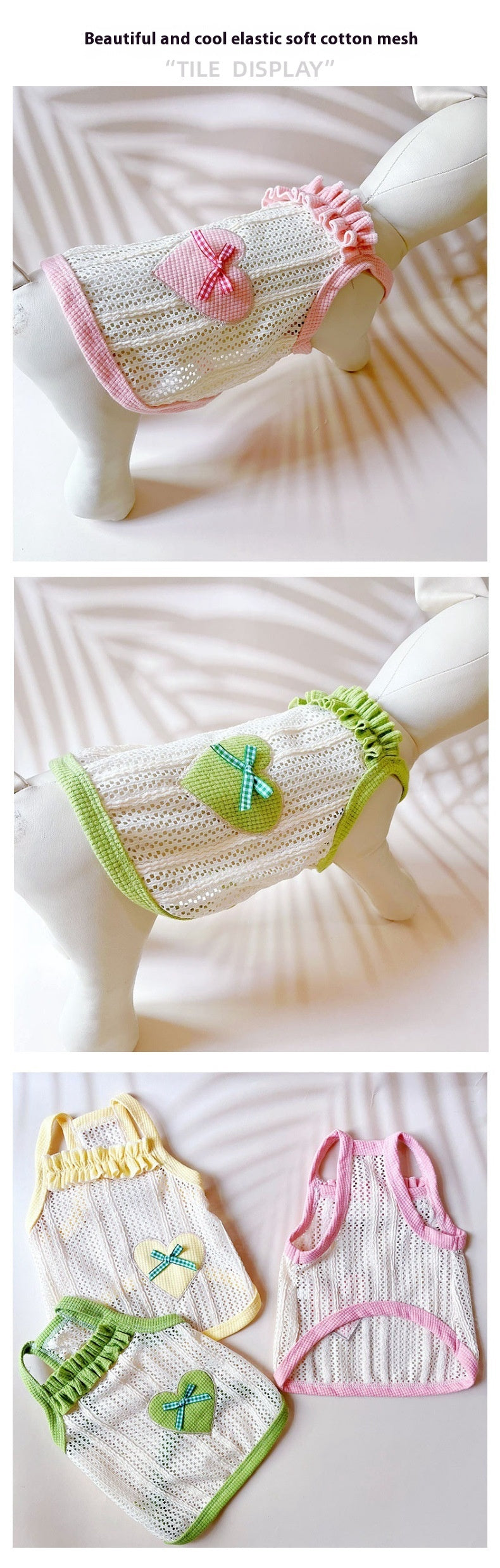 Cool Breathable Sweetheart Embroidered Vest Pet Cat Dog Clothes