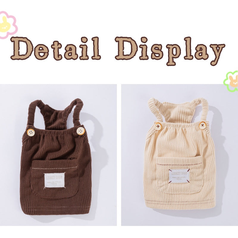 Puppy Clothes Fahion Solid-colour Corduroy Pet Vest For Teddy Dog Winter Casual Halter For Schnauzers Warm Clothing Pet Supplies