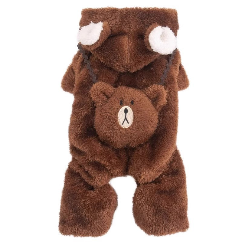 Winter Pet Clothing Teddy Bear-style Four-legged Outfit Fleece-lined And Extra-thick