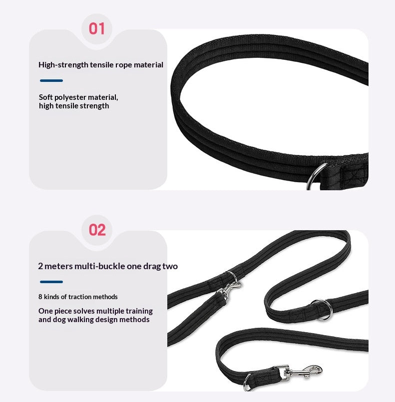 Dog Leash Multi-functional Double-ended For Sports