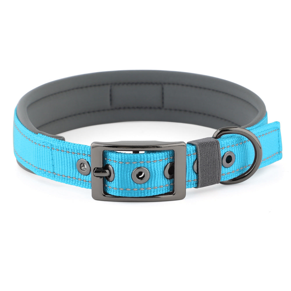 Reflective Dog Collar For Medium Dogs, Adjustable Wide Soft Comfortable Breathable Neoprene Padded Nylon Collar With Heavy Duty Metal Buckle For