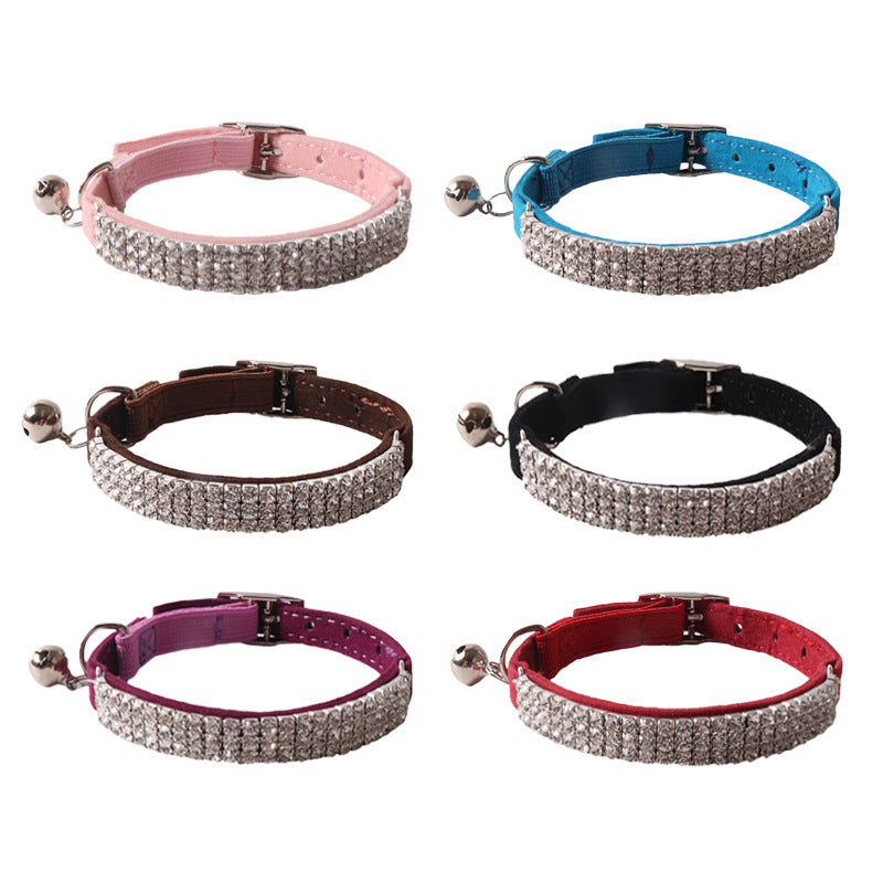 Pet Color Flannel Elastic Buckle Gang Drill Cat Collar