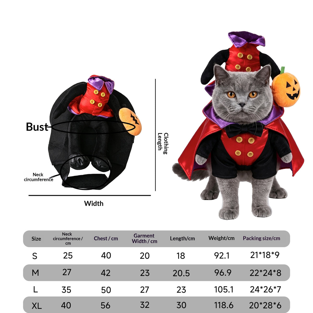 Pet Costume Cat Transformation Funny Holiday Dress-Up Outfit