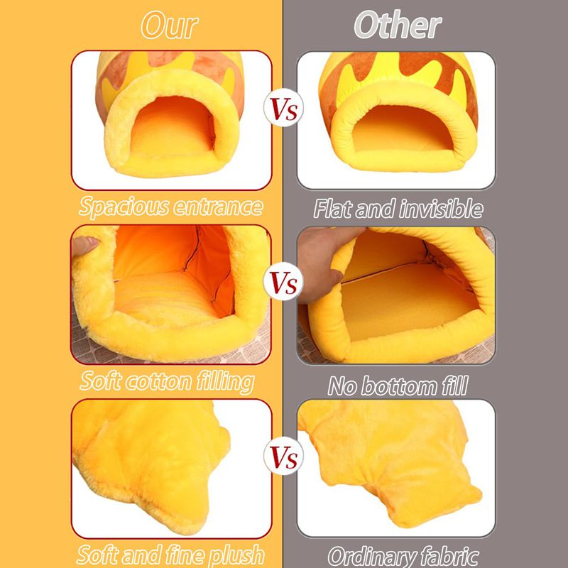 Honey Pot Cat Bed, Comfortable Memory Foam Cat Cave Bed, Honey Pot Pet Nest Pet Cave Bed, Kitten Cave Bed Sleeping House, Cute Cartoon Design Semi