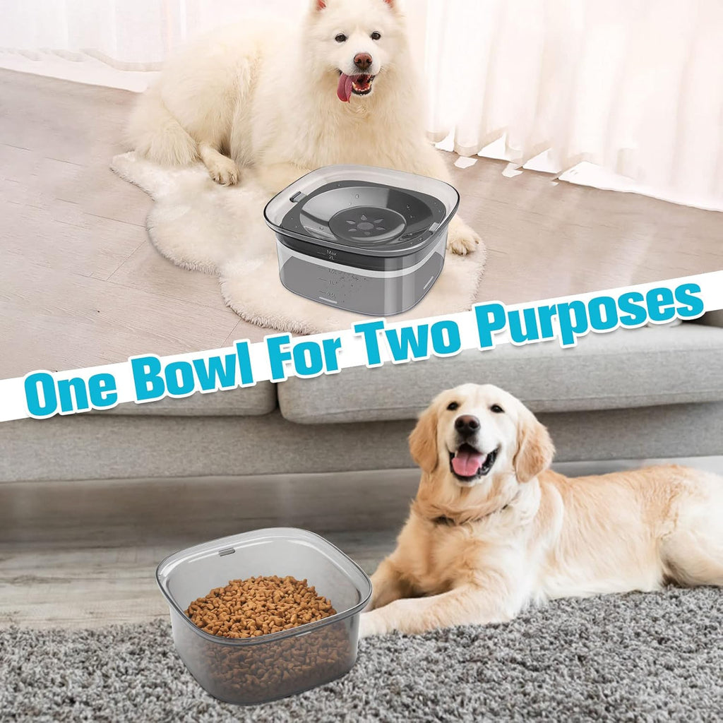 Dog Water Bowl 2L No Spill Dog Bowl Large Capacity Spill Proof Slow Water Feeder No Splash Dog Bowl Pet Water Dispenser Vehicle Carried Travel Slow