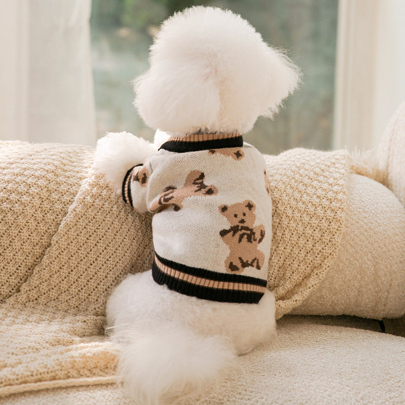 Dog Sweaters Are Cute Bear Pattern Dog Clothes For Puppies, Warm Dog Coats For Winter, Chihuahua Dog Clothing, And Lightweight Sweaters For Pet Cats