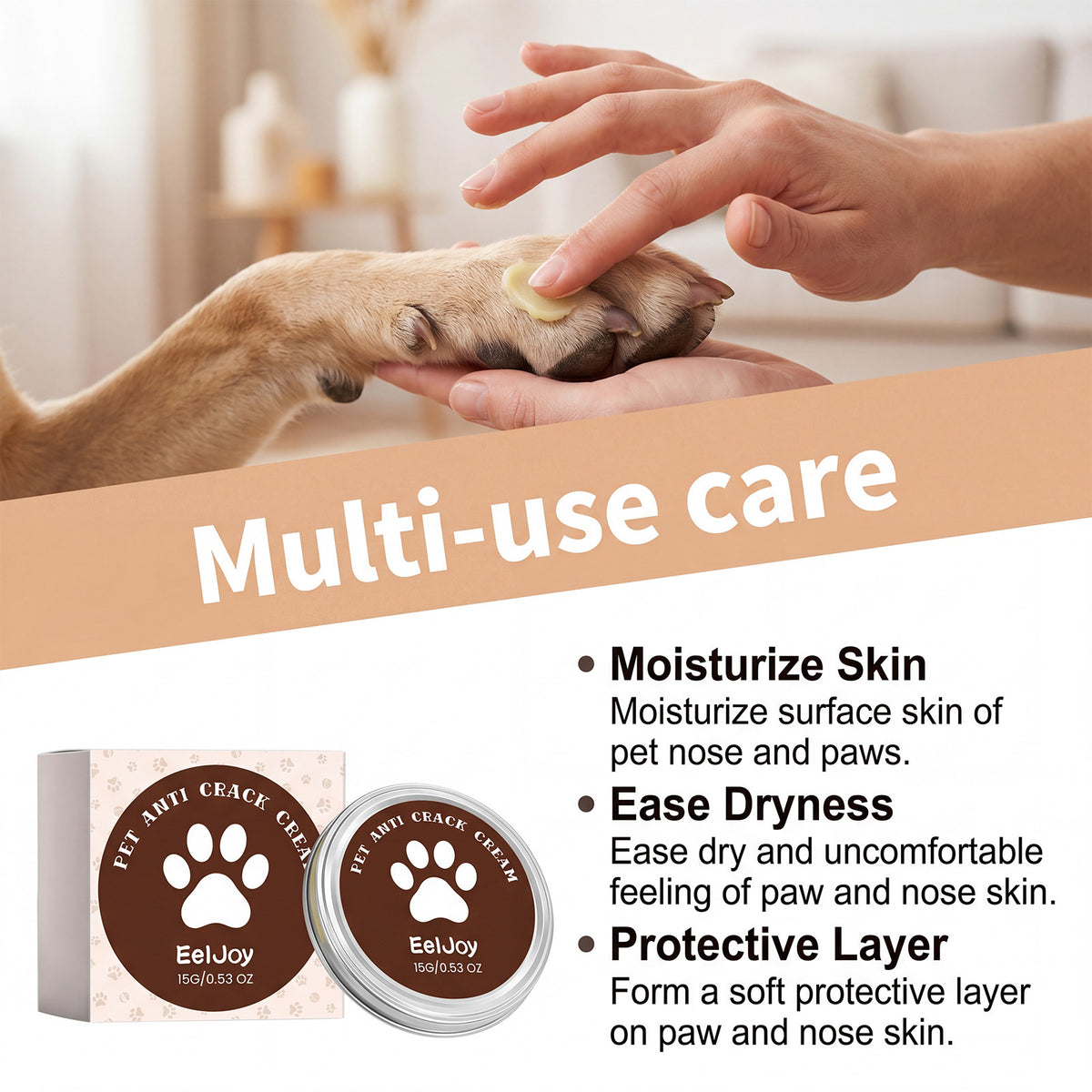 Eeljoy Pet Paw And Nose Care Wax, Foot Care Balm For Dry And Cracked Paws, Pet Paw And Foot Pad Care Balm