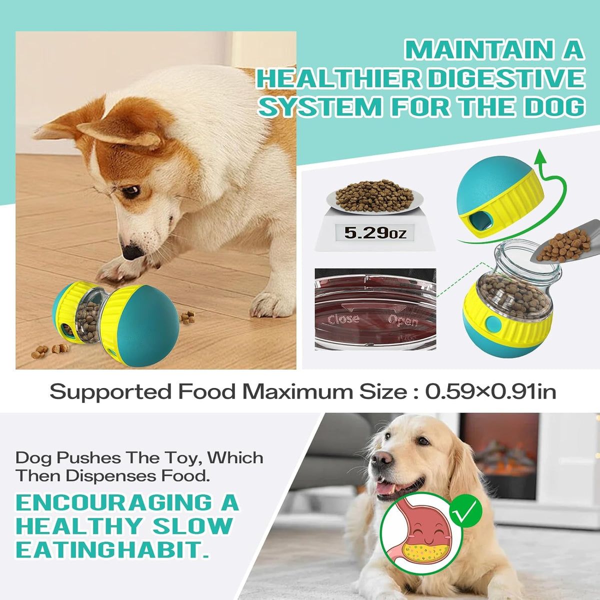 Slow Feeder Puppy Toy Food Puzzles Ball For Dogs Promote Mind And Body Stimulation