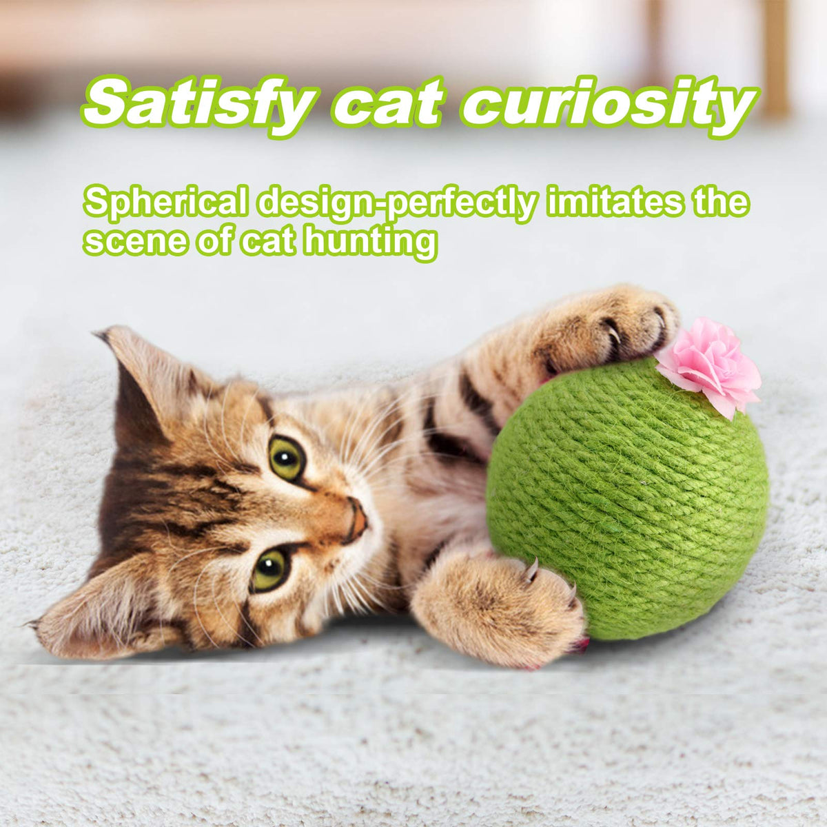 Interactive Tumbler Cactus Cat Scratcher Ball Catnip Toys Natural Sisal Scraper Tree Tower For Cat Indoor Play Hunting Exercise