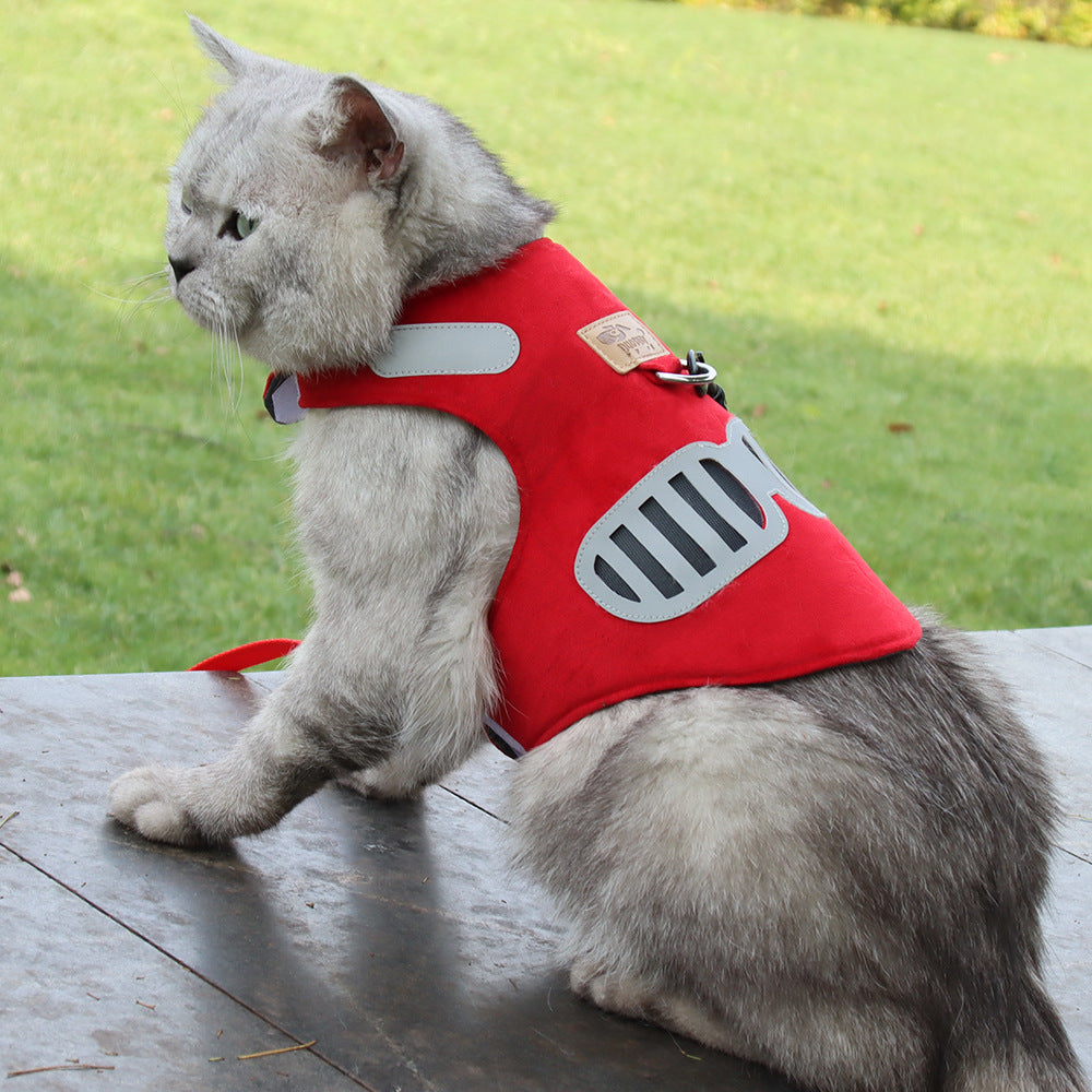 Soft Suede Cat Harness Traction Rope