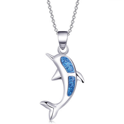 New Opal Resin Pendant Dolphin Necklace