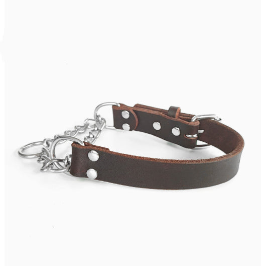 Stainless Steel Triangular Chain Half-P Leather Collar