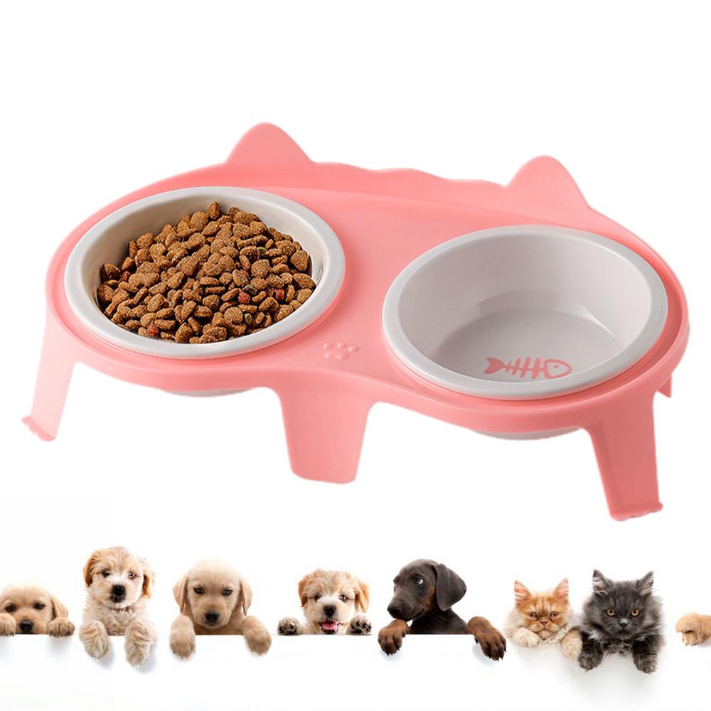 Cat Food And Water Bowl Set Ceramic Pet Bowl Set Elevated Tilted Bowl With Stand Indoor Cat Dishes Bowl With Hook Design Water