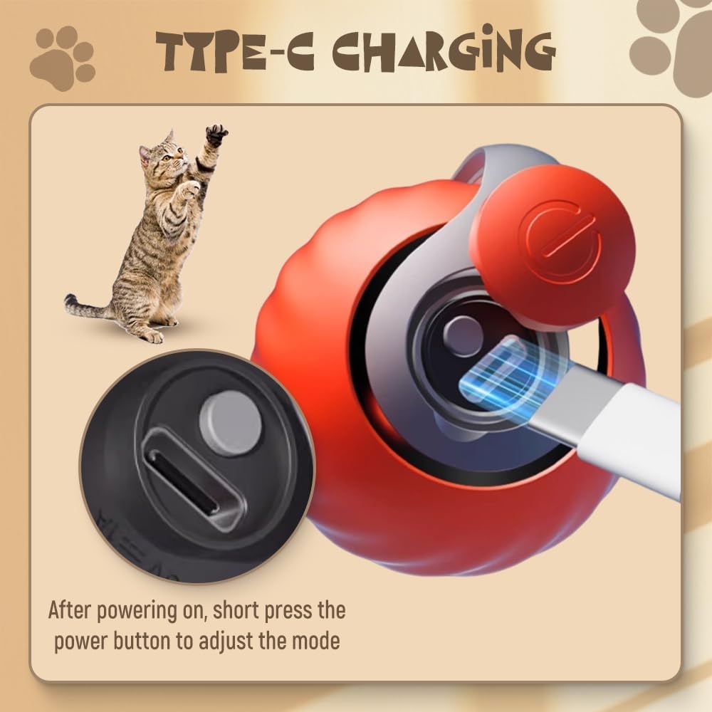 Interactive Cat Toys Balls For Indoor Cats Dogs Rolling Ball Motion Activate Rolling Ball With Touch Control Interactive Self Moving Balls Toys For