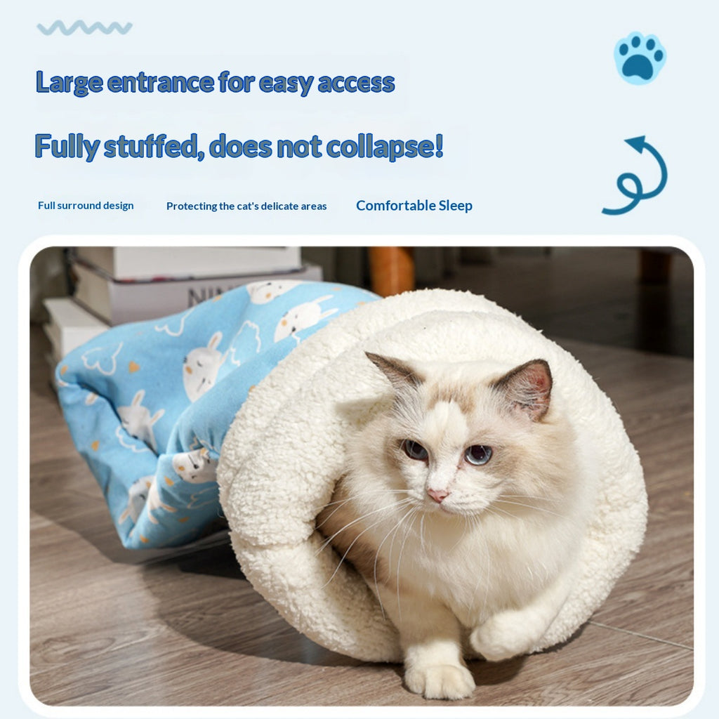 Thickened Cute Cartoon Enclosed Cat Sleeping Bag For Autumn Winter