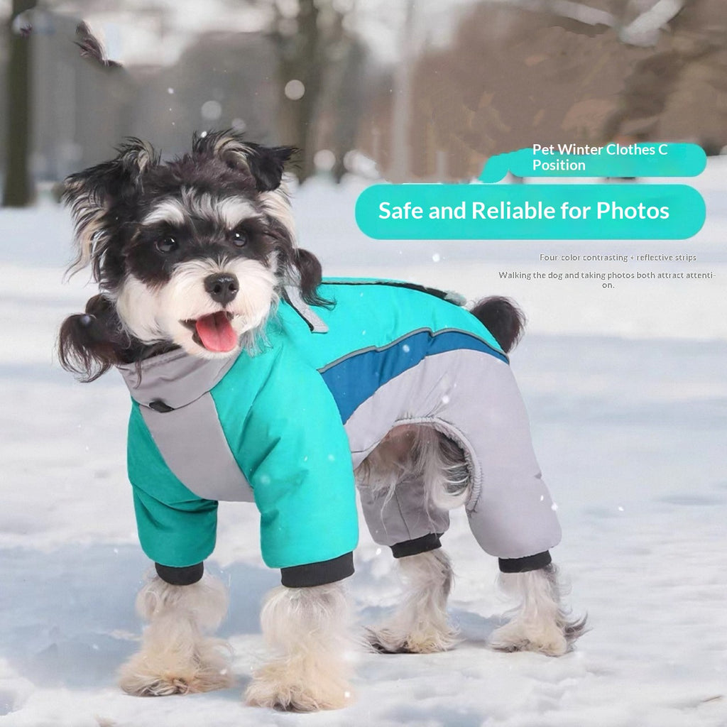 Fleece-lined Dog Warm Waterproof Traction Four-legged Pet Clothing