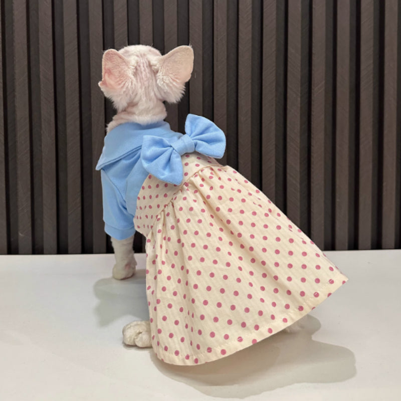 Hairless Cat Polka Dot Bow Skirt