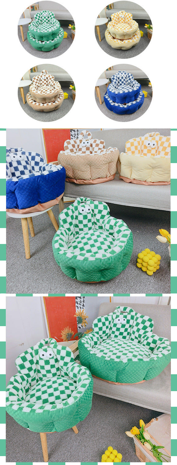 Big Eye Chessboard Sofa Round Dogs And Cats Bed Pet Bed Four Seasons Universal