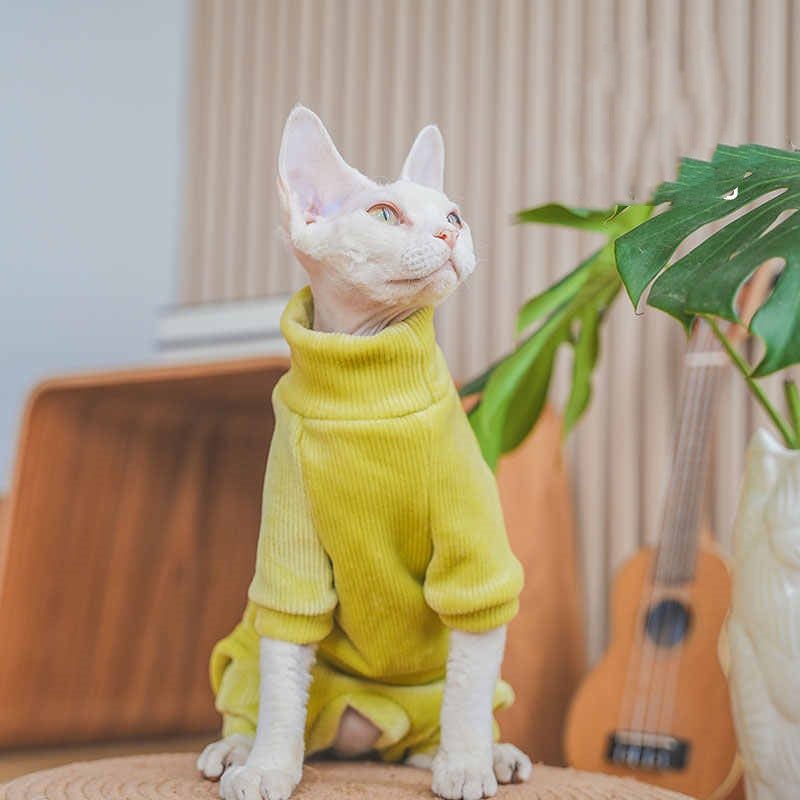 Thickened Fleece-lined Hairless Cat And Devon Cat Clothes For Autumn And Winter