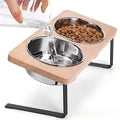 Double-bowl Slanted-neck Cat Feeding Stand