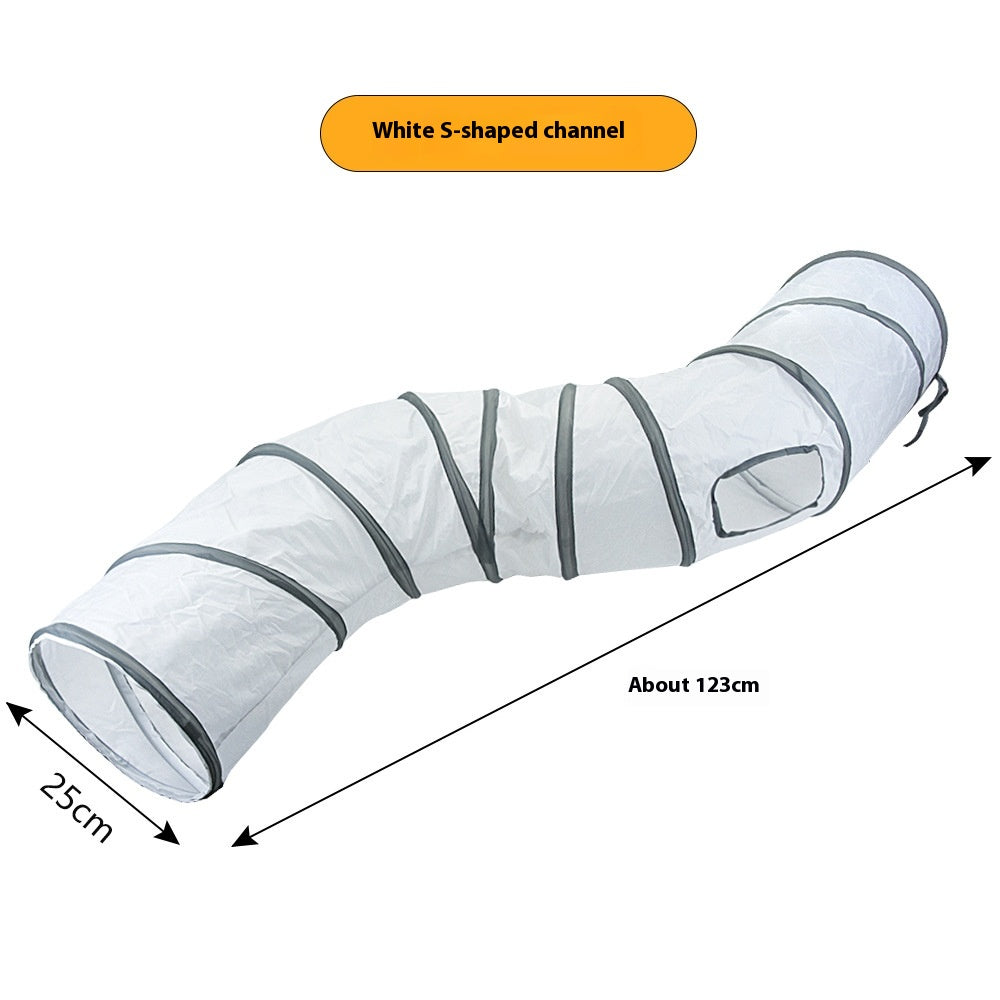 White Cat Tunnel Rolling Dragon Pet Toy Supplies