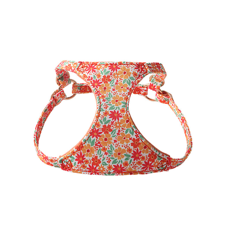 Super Beautiful Floral Series Pet Harness Suit With Hand Holding Rope