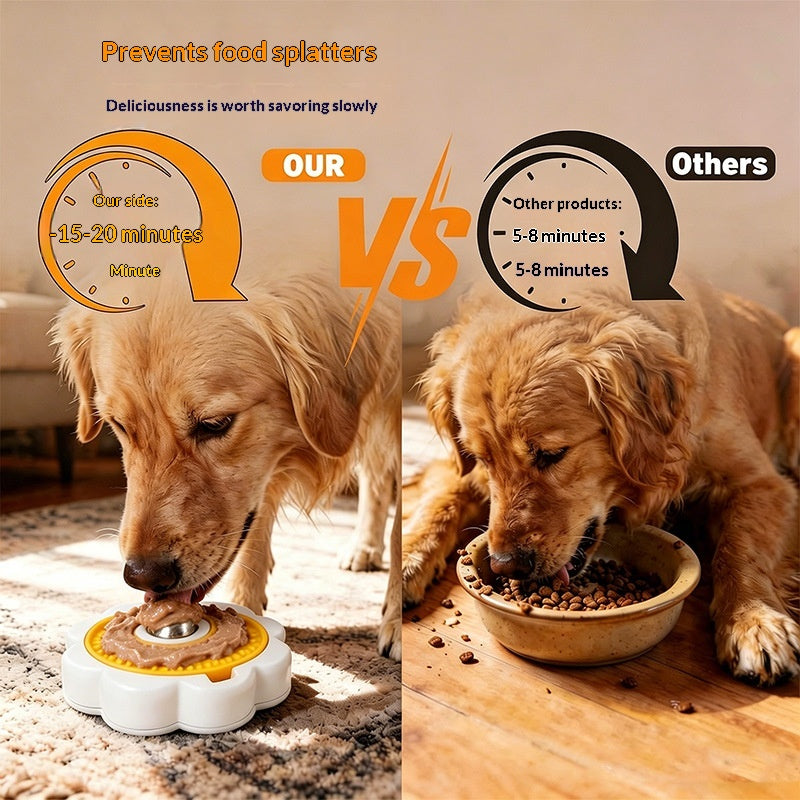 Rotating Stainless Steel Ball Pet Slow-Feeding Wet Food Licking Bowl