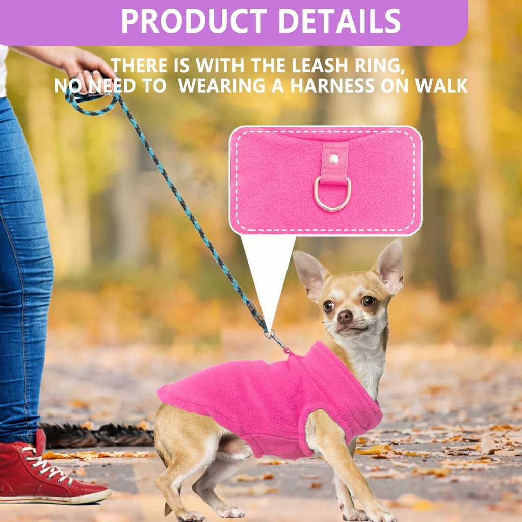 2 Pack Dog Sweater With Leash Ring, Warm Pet Sweater Thick Clothes Coat Fleece Dog Sweaters For Small Dogs Girl Boy Pullover Dog Jacket For Fall