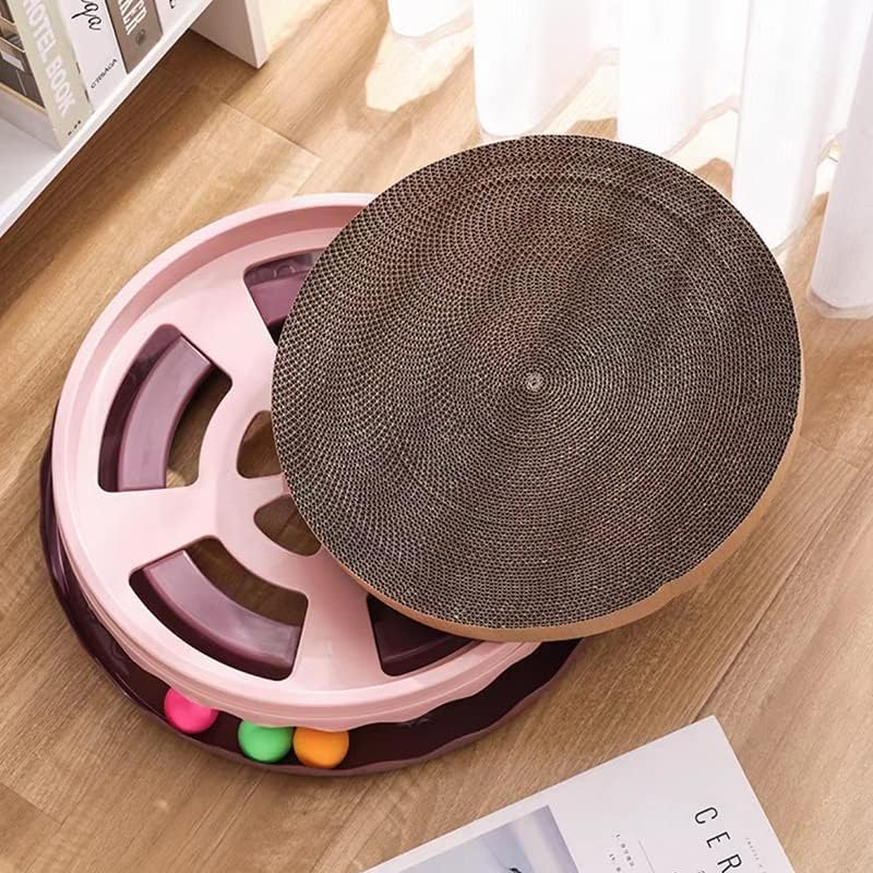 Round Cat Scratcher Toy Cat Scratcher Pad With Ball Interactive Training Exercise Mouse Play Toy With Ball Scratching Board Cat Scratcher Interactive
