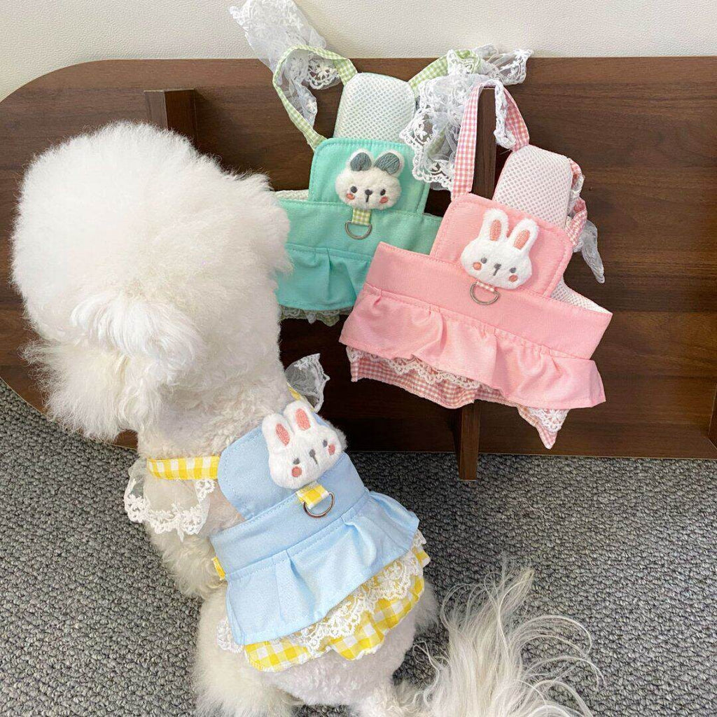 Pet Clothing With Leash Attachment Cute And Sweet Princess-style Floral Strap Dress