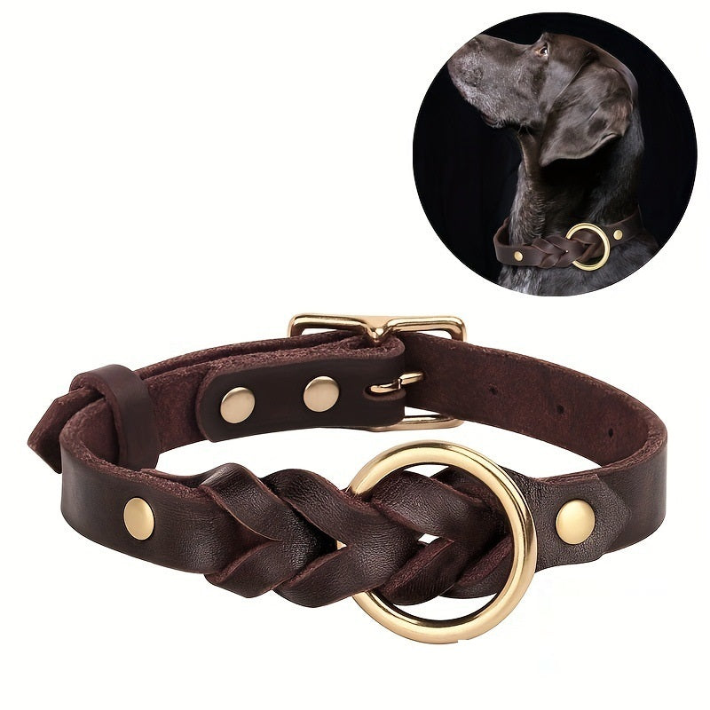 Twisted PU Leather Dog Collar