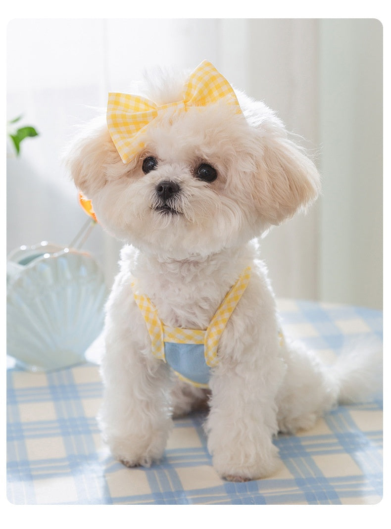 Heart Relief Texture Bow Suspenders Vest Small Dog