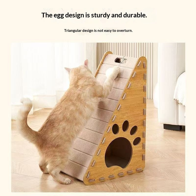 Triangular Vertical Cat Bed With Thickened Wear-Resistant Scratching Post