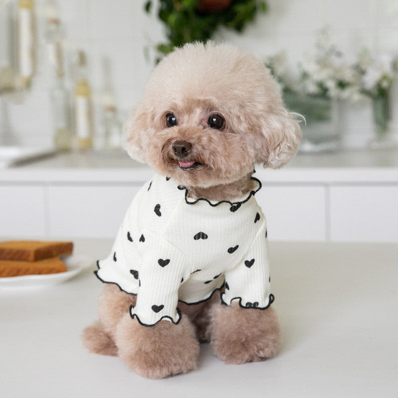 Embroidered Bear Waffle Home Vest Pet Clothes