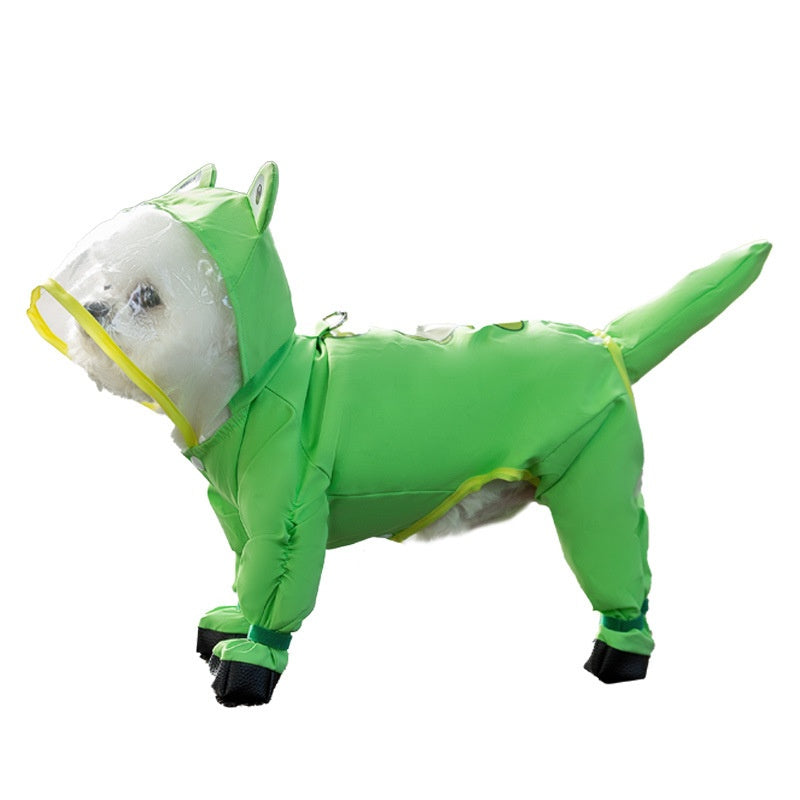 Teddy Bichon Medium- And Small-Breed Dog Rain Cape With Attached Feet