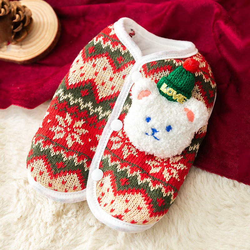 Dog Sweater For Small Dogs Cute Bear Pattern Doggie Clothes Winter Warm Puppy Coat Chihuahua Yorkie Holiday Birthday Outfits Halloween Christmas Small