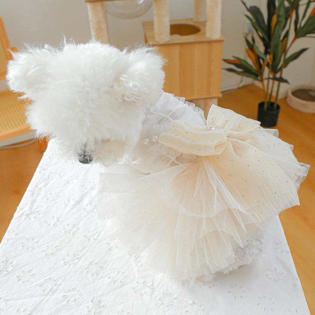 Dog Clothing Tulle Tutu Skirt Chest And Back High-end Wedding Dress